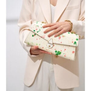 Luxurious Gypsophila Leather Armpit Bag with 18K Gold Chain - Elite Summer Accessory