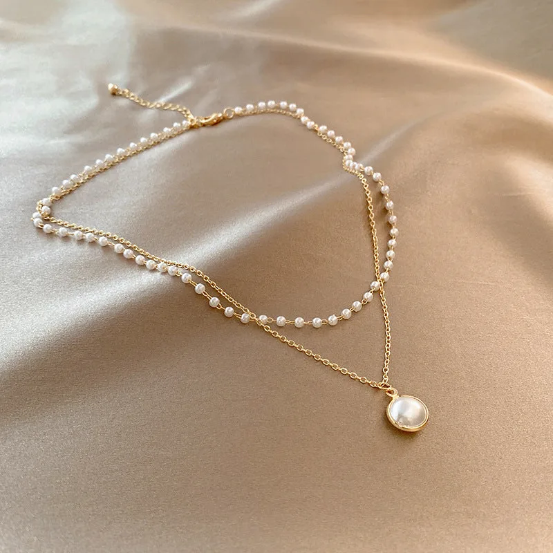 Featured image for 'Summer Double-layer Pearls Necklace INS Fashion Clavicle Chain Necklace Jewelry For Beach' • Lord Lifestyle